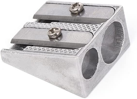 6Pcs Silver Magnesium Pencil Sharpener Survival, 2-Hole Pencil Sharpener Magnesium Alloy Wedge Profile, Pencil Sharpener Magnesium,Writing and Correction Supplies,Metal Pencil Sharpeners