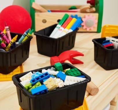 Earth Garden Project Source Teeny Tote Commander X-small Black Stackable Tote with Standard Snap Lid 0.09 -Gallons (0.38 -Quarts) Pen