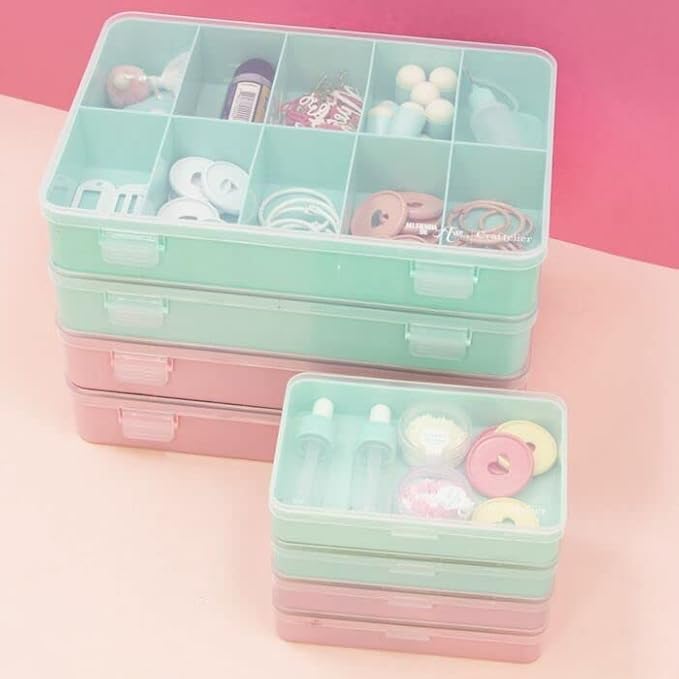 Craftelier - Organizing Box with 10 Compartments for Scrapbooking and Craft Materials | Dimensions 26.5 x 17.8 x 4.2 cm (10.4“ x 7” x 1.65") - White and Transparent Color