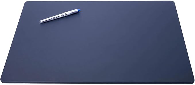 DACASSO Leatherette Conference Table Pad - Luxury Leather Desk Blotter for Writing - Padded Executive Desk Surface Protector - (Navy Blue, 20” x 16”)