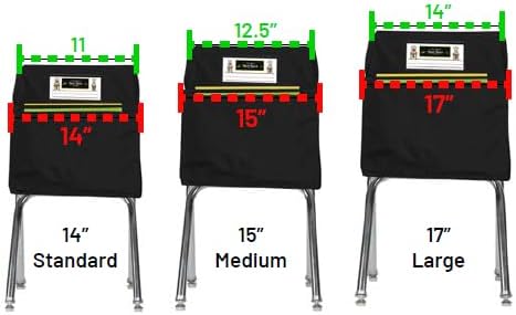 Seat Sack Student Chair Storage Pocket - 17", Double Pocket, Classroom Chair Organizer for Student Desks, Durable Over-the-Chair Storage, Black, 1-Pack