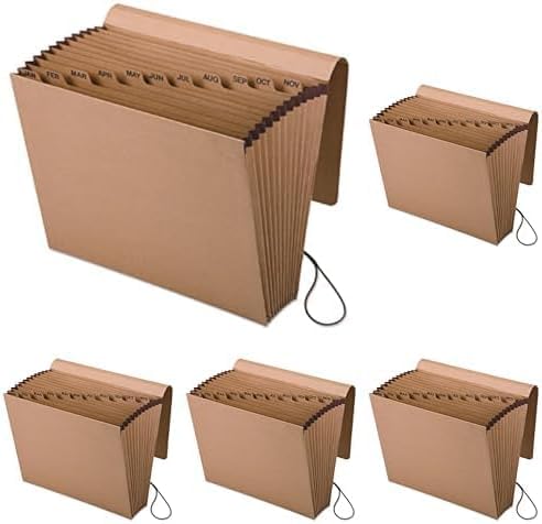 Pendaflex Expanding Kraft File with Flap, Jan.-Dec. Index, 12 x 10, 1 per Box (K-17M-OX),Brown (Pack of 5)
