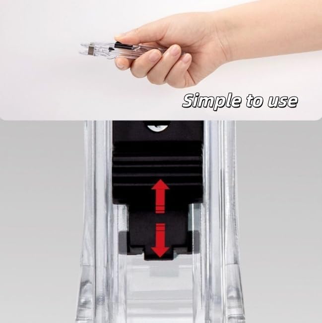 Portable Binder Clip Stapler, Includes 100 Reusable Clips, Mini Push Stapler Clamp Staplers for Desktop Document Home School Desk Office (100 Refill Clips)