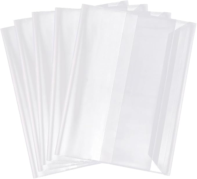 GORGECRAFT 10Pcs Adjustable Plastic Book Covers Clear 8.5 x 6.2 Inch Waterproof Transparent Book Sleeve with Self-Adhesive Strip Document Paper Protector for Notebook Textbook Paperbacks School Office
