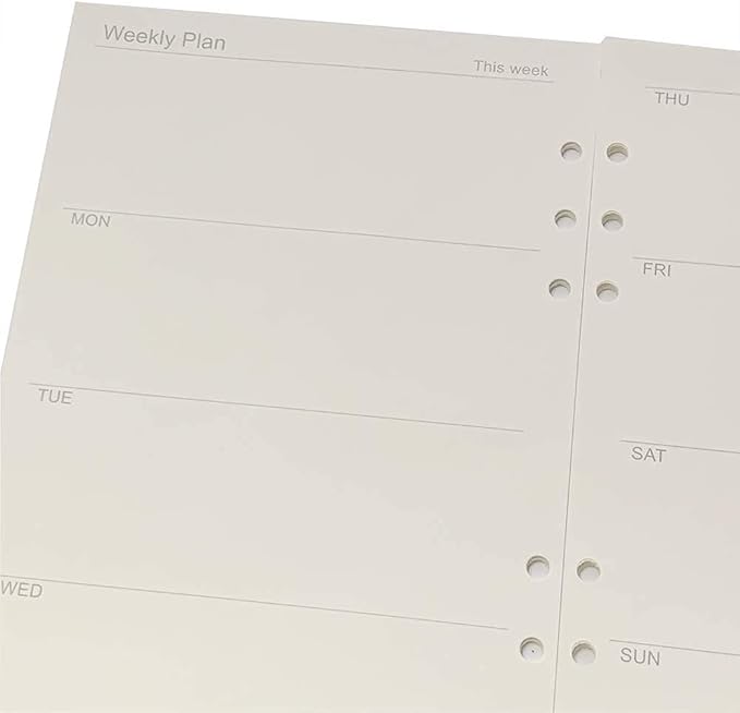 A5 Weekly Planner Refills Planner Inserts 6-Ring Planner Refill for Notebook Journal Tracker, Undated, 45sheets/90pages-Harphia(A5 5.59 x 8.27'',Weekly)