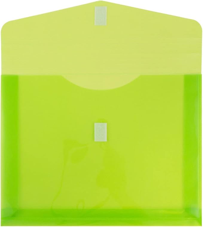 JAM PAPER Plastic Expansion Envelopes with Hook & Loop Closure - Letter Booklet - 9 3/4 x 13 with 2 Inch Expansion - Assorted Colors - 6/Pack