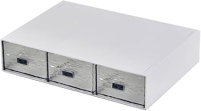 Desk Drawer Organizer, Stackable Office Supplies Desk Organizer, Plastic Plastic Storage Drawer, Desk Grocery Organizer For Stationery/Office Supplies (New White, 3 compartments)