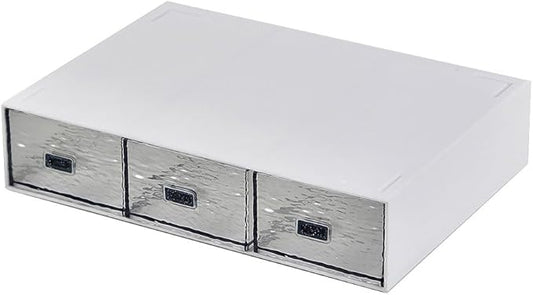 Desk Drawer Organizer, Stackable Office Supplies Desk Organizer, Plastic Plastic Storage Drawer, Desk Grocery Organizer For Stationery/Office Supplies (New White, 3 compartments)
