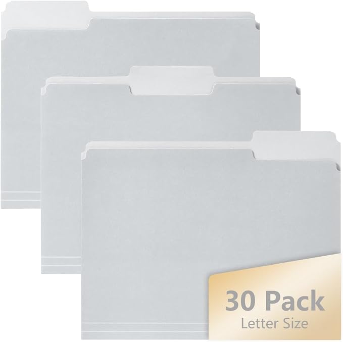 File Folders, 30 Pack Manilla Folders 8.5" x 11", Colored File Folders Home Office School Supplies for Documents Files Paper, Grey