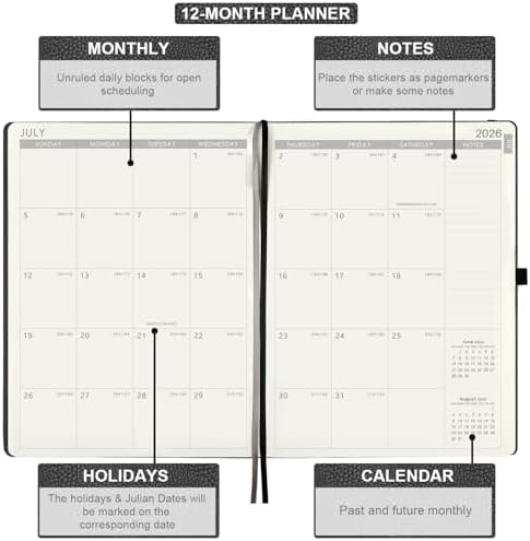 2026-2027 Planner-Weekly & Monthly Planner 2026-2027 with Pen Loop, to Achieve Your Goals & Improve Productivity, Jul 2026 - Jun 2027, Thick Paper, Inner Pocket, 8.5" x 11" - Grey