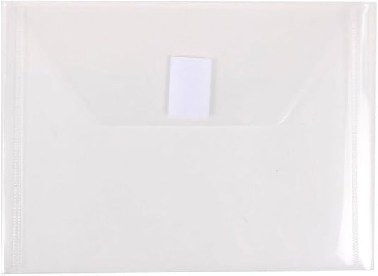 JAM PAPER Plastic Envelopes with Hook & Loop Closure - Index - 5 1/2 x 7 1/2 - Clear - 12/Pack