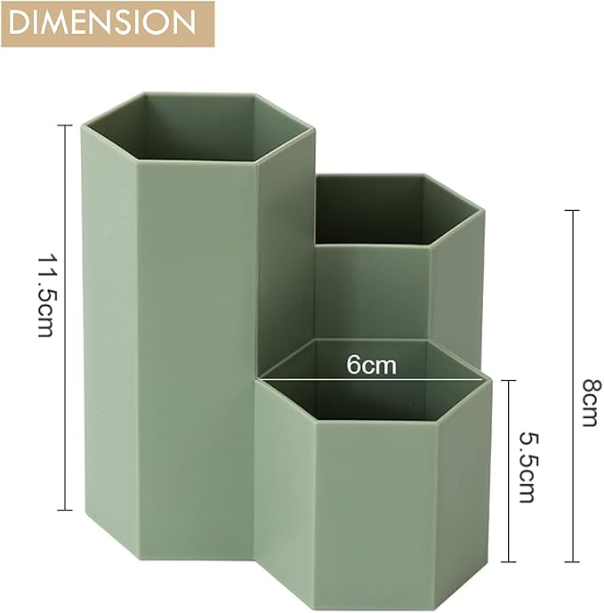 Pen Holder for Desk Pencil Organizer Small Desk Accessories Organizer Cute Pens Cup for Office,School and Home (Green, Triangular)