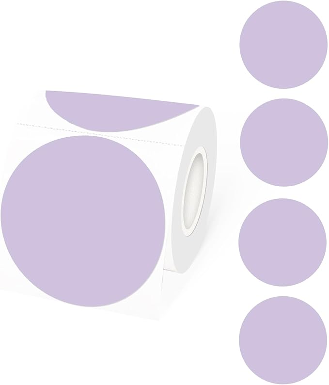 STARLIBOO Thermal Labels 3 inch, Round Thermal Printer Labels, Circle Direct Thermal Stickers for DIY Logo Design, Shipping, Name Tag, Compatible with Rollo&MUNBYN (Pale Purple)