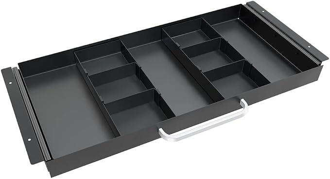 GOME Large Size Under Desk Slide out Pencil Drawer with Adjustable Space Divider Design for Storing Pencil and Office Accessories, Underdesk Pull out Tray Organizer Mounted for Sit Stand Workstation