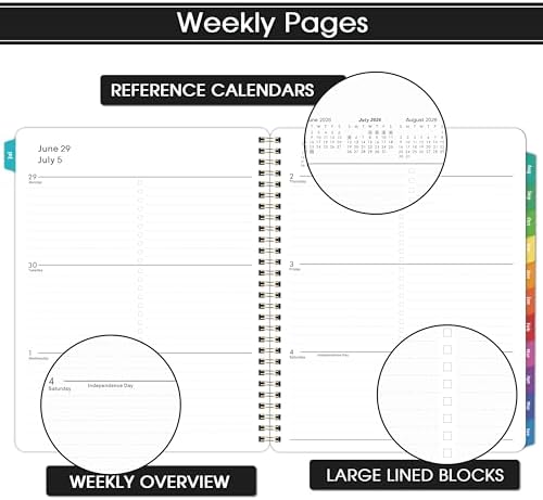 2026-2027 Planner - Calendar/Planner 2026-2027 Weekly and Monthly with Tabs, 8" x 10", Jul. 2026 - Jun. 2027, Flexible Cover + Twin-Wire Binding + Calendars, Daily Organizer - Black
