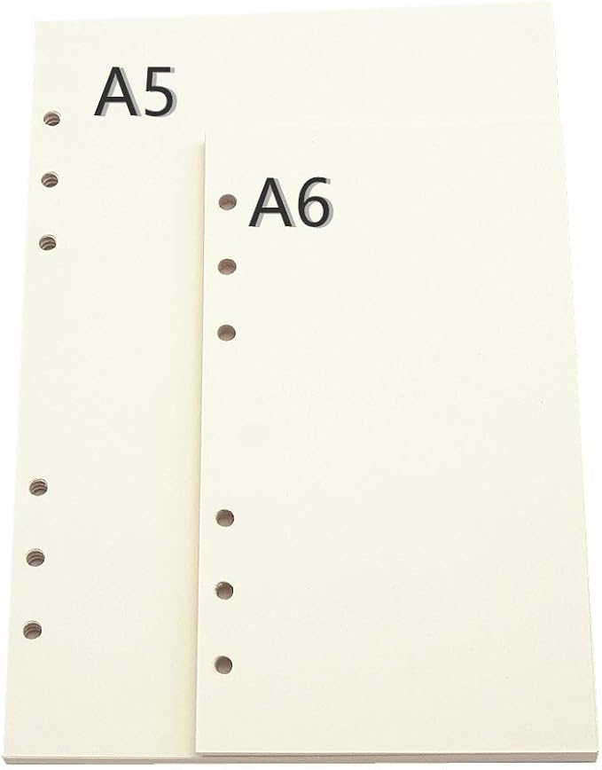 Harphia A5 Planner Paper Refills, 100gsm Thicker Blank Paper for Filofax, 6 Ring Binder