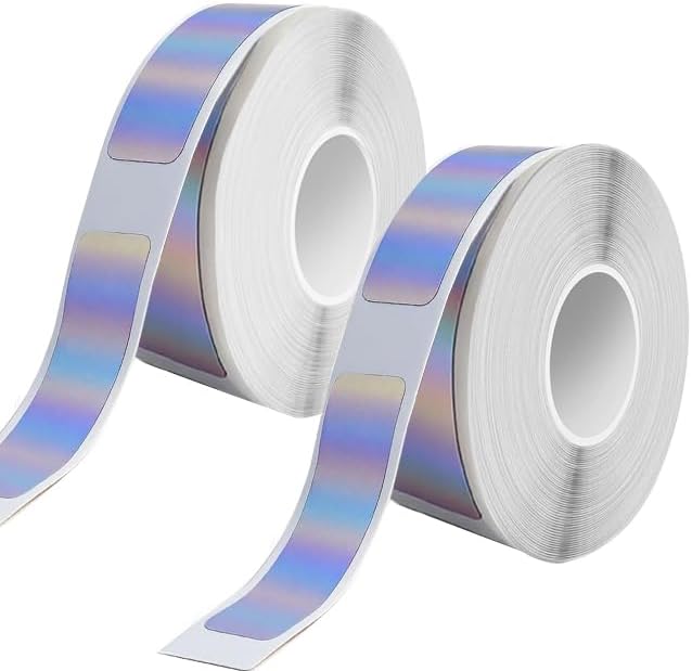 D30 Label Tape Compatible with Phomemo D30 Label Maker, 12x40mm Thermal Self-Adhesive Label Holographic Reflective, 2 Rolls/320PCS