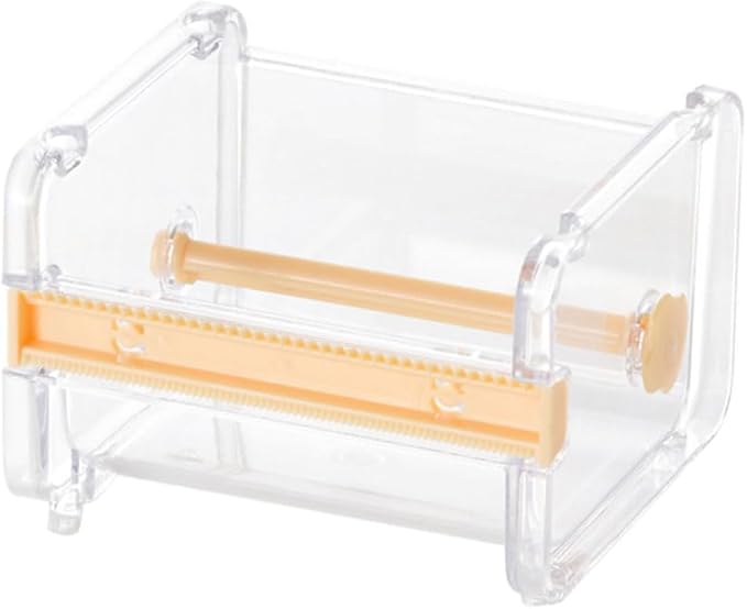 Tape Dispenser Cutter, Visible Packaging Roll Tape Holder Organizer for Home Office School (Yellow)