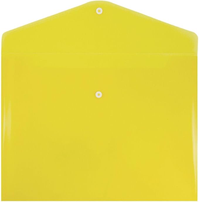 JAM PAPER Plastic Envelopes with Snap Closure - Letter Booklet - 9 3/4 x 13 - Yellow - 3/Pack