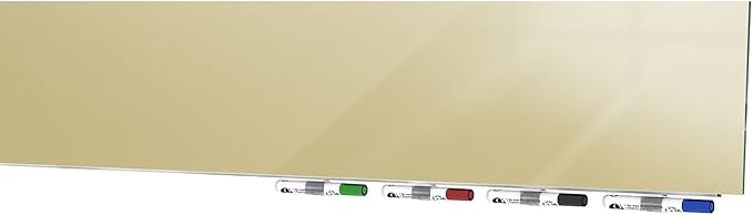 Aria 4'H x 4'W Low Profile 1/4" Glass Whiteboard - Beige - 4 Markers and Eraser