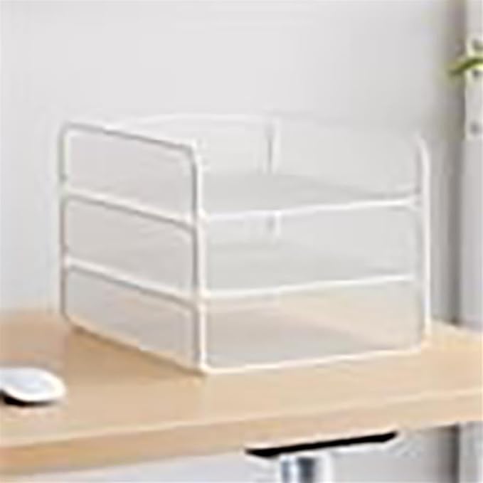Scranton & Co Steel Mesh Desk Organizer, 8" H x 9.25" W x 11.75" D, White Powder Coat Finish, 3 Interlocking Trays, Durable Office Supply and File Storage for Letter-Size Papers