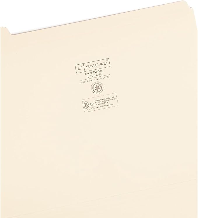 Smead Indexed File Folders, 1/5-Cut Tab, Assorted Positions, Indexed, Letter Size, Manila (1-31)