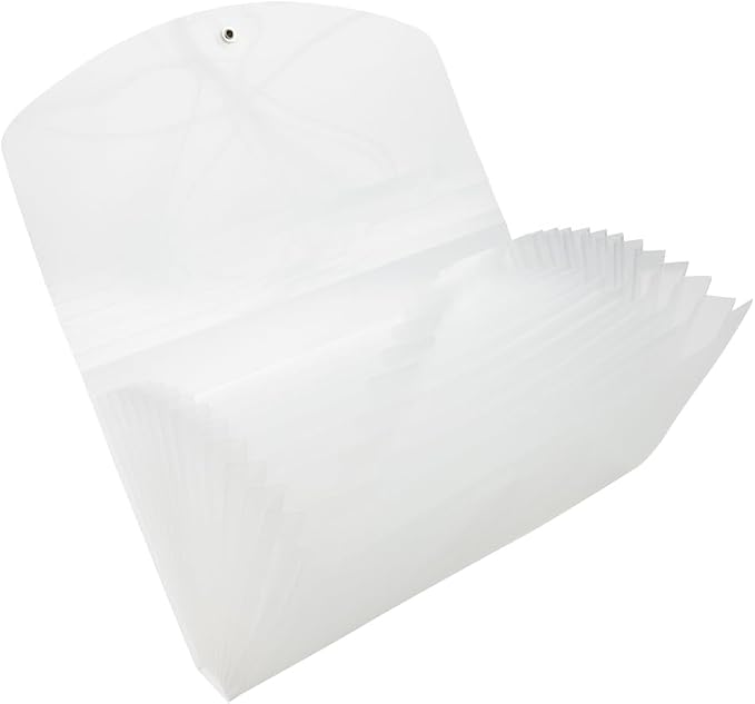 JAM PAPER Accordion Folders - 13 Pocket Plastic Expanding File - Check Size - 5 x 10 1/2 - Clear - 2/Pack