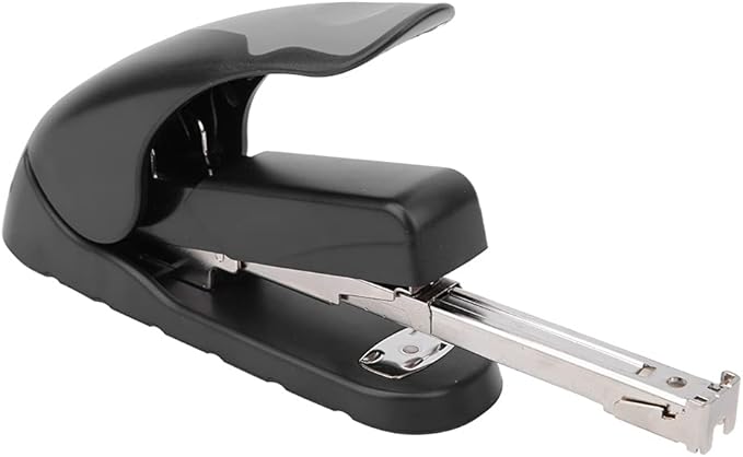Stapler - Book Stapler 20/40 Sheets Stapling Machine Bookbinding Stapler Soft Cushioned Handle One Button Needle Slot Reversible Groove (Black)
