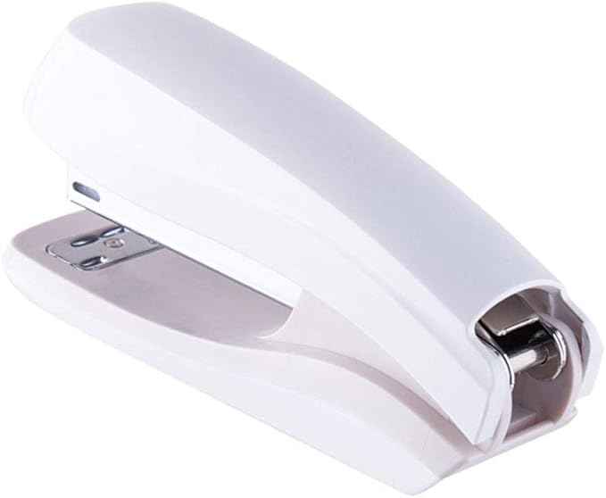 Liudan Mini Student Stapler, White Stapler Container, 20-Sided Capacity, Hand Space-Saving Stapler, Suitable for School, Office, Office Stapler