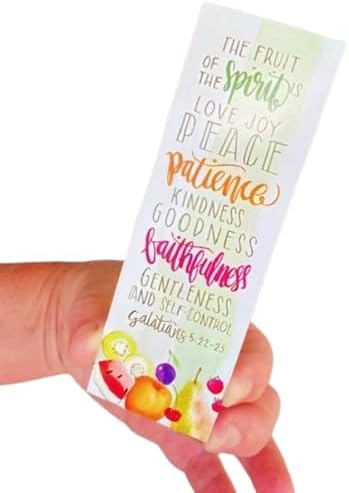 50 Count The Fruit of The Spirit Bookmarks for Men, Women, Kids. 2" x 6" with A Glossy Finish. Thick Cardstock. A Nice Religious Bookmark for Church Or Sunday School. Mother's Day, Galations 5:22-23