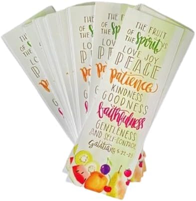 50 Count The Fruit of The Spirit Bookmarks for Men, Women, Kids. 2" x 6" with A Glossy Finish. Thick Cardstock. A Nice Religious Bookmark for Church Or Sunday School. Mother's Day, Galations 5:22-23
