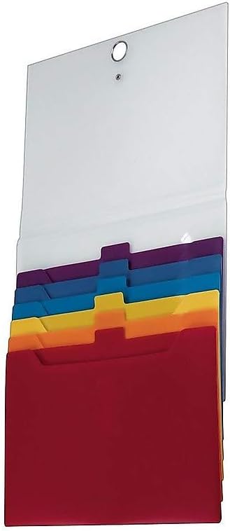Staples Cascading Poly Expanding File, 6‑Pocket Letter‑Size Organizer, Wall‑Hanging Vertical Design, Multicolor – Space‑Saving Document Storage