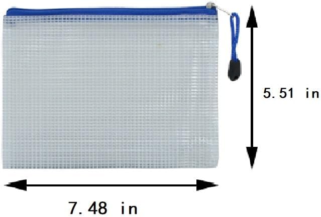 2 PCS Mesh Zipper Pouch Bags, Plastic Water-Resistant File Bags, for Office, School, Board Game, Puzzles, Travel Accessories, and Home Organization (Blue, 7.48 x 5.51 in)