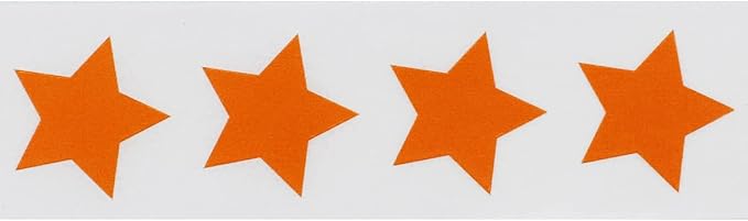 Orange Star Stickers, 3/4" Inch, 500 Semi Gloss Labels per Roll - Perfect for Reward Systems, Decorating, and Crafting in Schools, Offices, Home and Personal Use