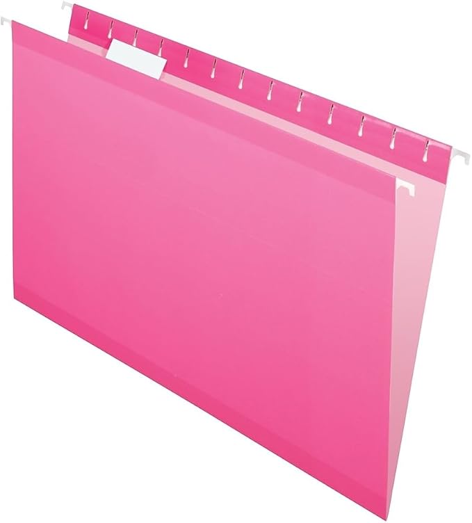 Pendaflex 04153 1/5 PIN Reinforced Hanging Folders, Legal Size, Pink, 1/5 Cut, 25/BX (4153 1/5 PIN)