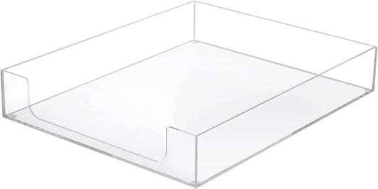BTSKY 1 Pack Multipurpose A4 File Tray Clear Acrylic Desk Tray Organizer Elegant Letter Size Desk Documents Trays Magazine Files Storage Basket Organizer Bin for Office Cosmetics Bathroom
