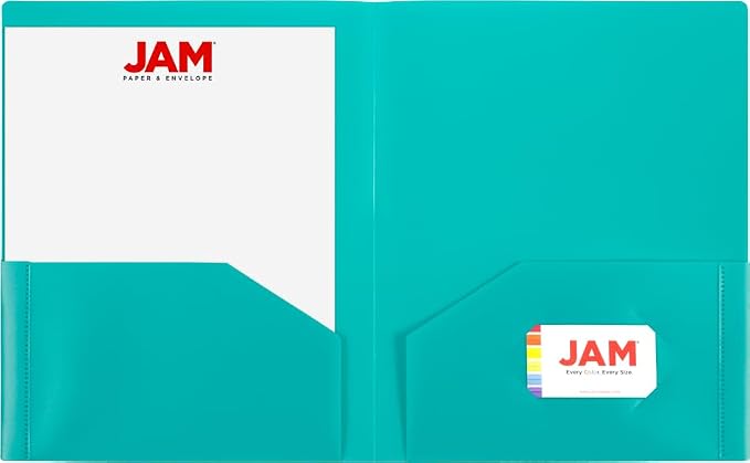 JAM PAPER Heavy Duty Plastic 2 Pocket Extra Tough School Folders - Assorted Fashion Colors - 24 Folders/Pack (4 Assorted Packs of 6)