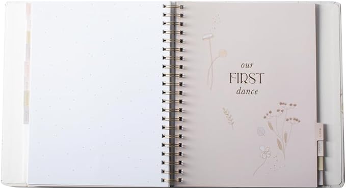 Fringe Studio Paper Wrapped Hardcover Concealed Spiral Wedding Planner with 12 tab dividers & Pockets "BOTANICAL MEADOW", Approx. 9.5" w x 11" h, 152 Pg, Wedding Collection (157004)