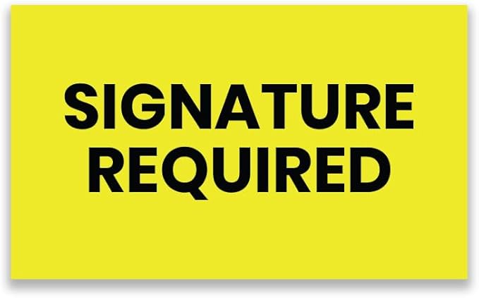 StickerJet Signature Required – Warehouse Receiving Labels – 3"x5" Rectangle Labels – 500 Qty/Roll – Paper, Easy Peel and Stick, Strong Adhesive, No Residue, Made in USA