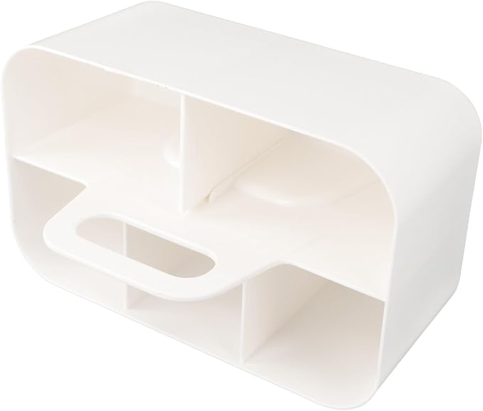 Stackable Plastic Storage Bins with Removable Divider, Portable Organizer Basket with Handle for Office Desktop Supplies and Cosmetics,(White)