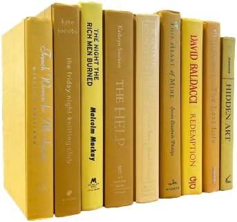 Decorative Accent for Home Decor – Real Books by Color® Interior Styling Piece for Bookshelf, Coffee Table, Design Display (Set of 11, Yellow)