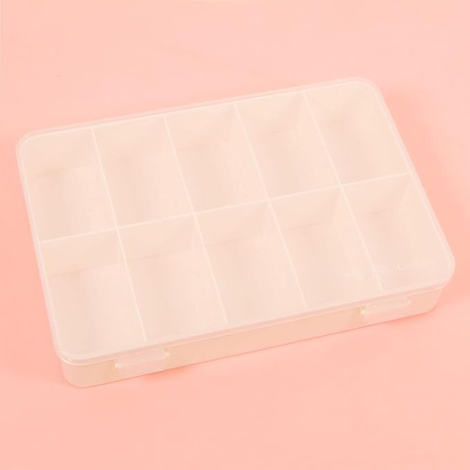 Craftelier - Organizing Box with 10 Compartments for Scrapbooking and Craft Materials | Dimensions 26.5 x 17.8 x 4.2 cm (10.4“ x 7” x 1.65") - White and Transparent Color