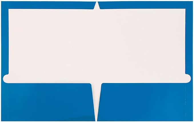JAM PAPER Laminated Two Pocket Glossy School Folders - Letter Size - High Gloss Blue - Bulk 50/Box