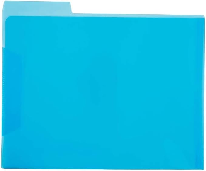 Staples Translucent Poly File Folders, Letter Size, Assorted Colors, Durable Poly Material, 6/Pack