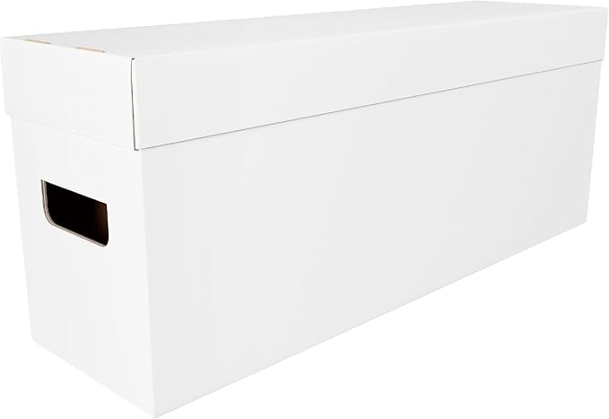 Max Protection Comic Book Storage Box - 6 Count Long ComicBook Boxes with White Corrugated Cardboard - Stackable Bin, Thick Case, Book Containers with Lid - Ideal for Comics, Magazines, Collectibles
