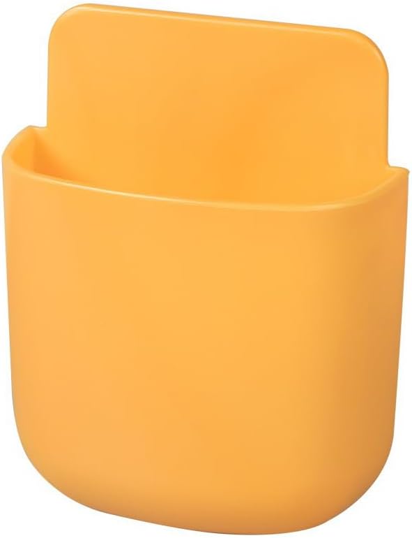 AKOAK Wall-mounted Remote Control Holder, Self-adhesive Wall-mounted Storage Case - Cell Phone, Pen, Makeup Brush, Glasses, Storage Case Next to Desk, Pack of 1 (Yellow)