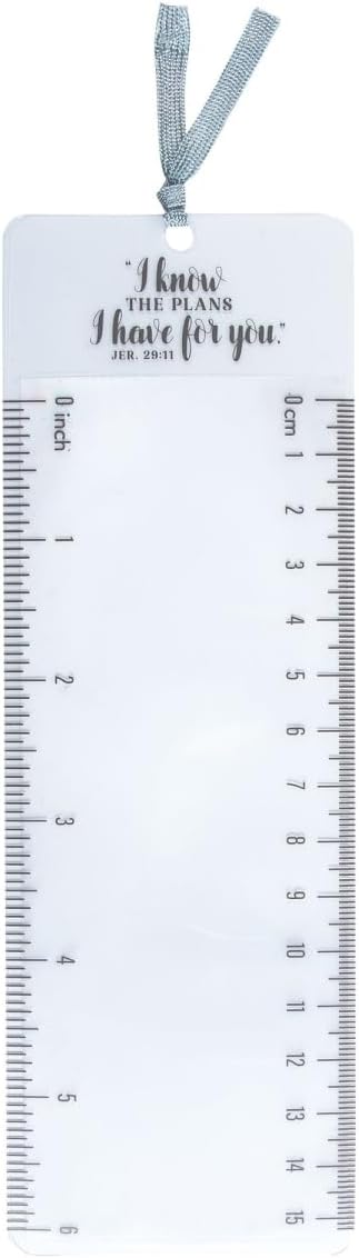Christian Art Gifts Clear Reading Magnifying Scripture Bookmark for Men, Women & Kids: I Know the Plans - Jer. 29:11 Inspirational Bible Verse w/Ruler for Measuring & Satin Ribbon for Books & Bibles