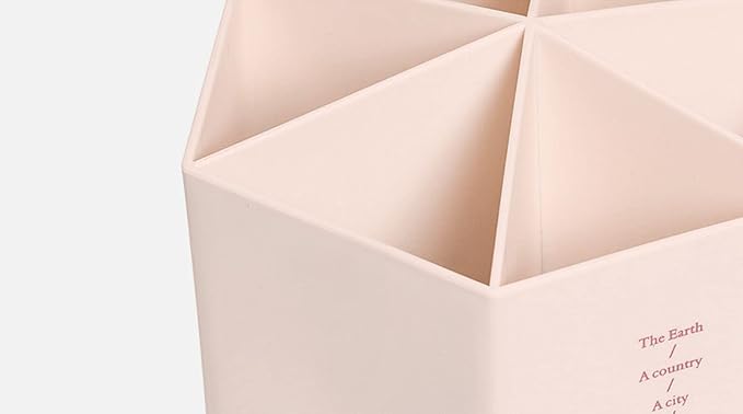 Gullor Spinning Desktop Stationery Organizer Decorative Plastic Rotating Pen and Pencil Cup 6 Compartment Desk and Table Top Office Supplies, Pink
