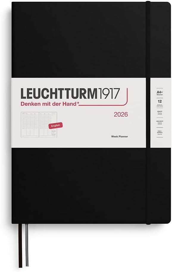 LEUCHTTURM1917 - Week Planner 2026, Hardcover, Master (A4+), Black (Jan 1 - Dec 31, 2026)