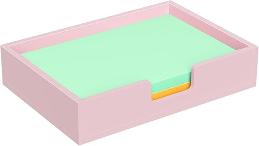 Acrylic Notepad Dispenser Organizer - 4 x 6 in Pink Sticky Note Holder W/O Pads Memo Holder for Dorm Room School Classroom Office Desk Organizer Aesthetic Supplies